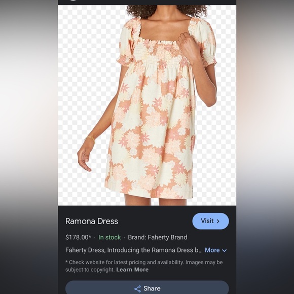 NWT FAHERTY Ramona Smocked Puff Sleeve Dress size M - Picture 3 of 12